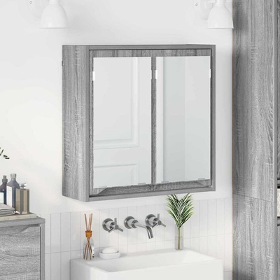 vidaXL Шкаф с огледало за баня с рафт Сив Сонома 60 x 20 x 60 cm (888783)