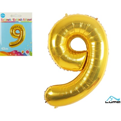 LUMA Balónek foliový č.9 ZLATÝ 40 cm