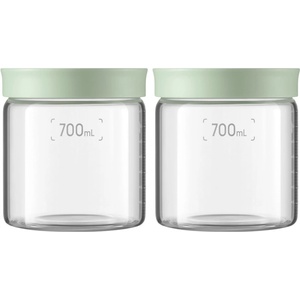BUYDEEM Бурканчета за съхранение на храни и подправки BUYDEEM CS1014-CG, 2x700 ml, Подходящи за фурна и микровълнова, Без BPA, Зелен (CS1014-CG)