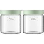 BUYDEEM Бурканчета за съхранение на храни и подправки BUYDEEM CS1014-CG, 2x700 ml, Подходящи за фурна и микровълнова, Без BPA, Зелен (CS1014-CG)