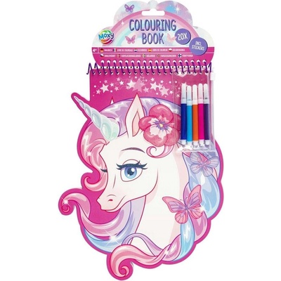 Moxy Книжка за оцветяване, с форма на еднорог, с 5 флумастер (5525100196)