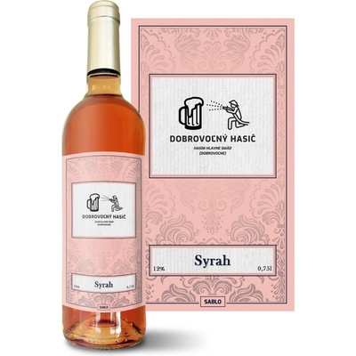 Sablio Dobrovoľný hasič Syrah ružové suché víno 12 % 0,75 l (čistá fľaša)