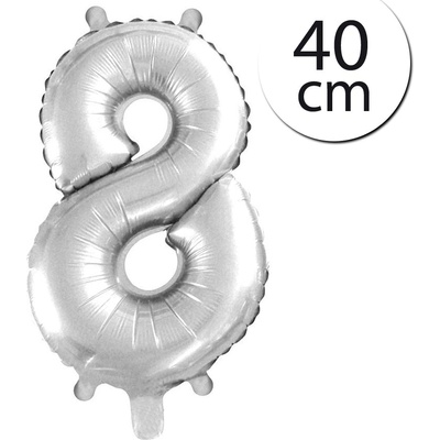 FUN RAG 4Silver 202609 Mini fóliový balón číslo 8 strieborný 40 cm