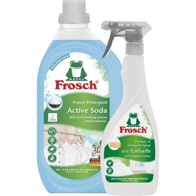 Frosch Prací gél s aktívnou sódou 1500 ml + Odstraňovač škvŕn „žlčové mydlo“ 500 ml