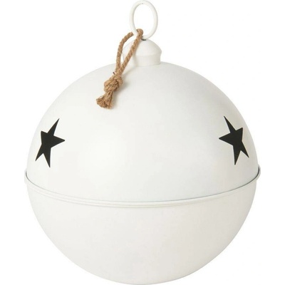 J-Line by Jolipa Bílá kovová ozdoba rolnička se šňůrkou Baub Xmas L - Ø 51*60 cm