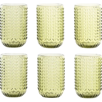 Item international Комплект стъклени чаши за вода и безакохолно 420мл, 6 броя, зелени (1972)