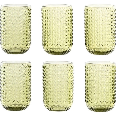 Item international Комплект стъклени чаши за вода и безакохолно 420мл, 6 броя, зелени (1972)
