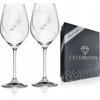 Preciosa Sklenice na víno s krystaly srdce 2 x 360 ml