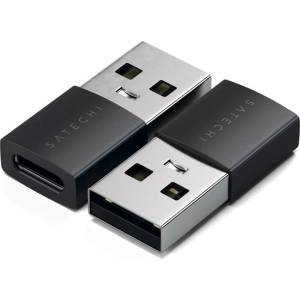Satechi Алуминиев USB-A към USB-C адаптер 2 бр. от Satechi - Space Black (ST-A2TAUCC)