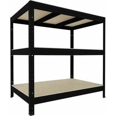 Biedrax Regál do technické místnosti 60 x 120 x 120 cm, černý, 3 police OSB 10 mm, nosnost 200 kg na polici
