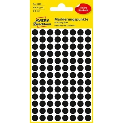 AVERY ZWECKFORM okrúhle 8 mm čierne 416 etikiet bal 4 list