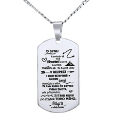 SILVEGO Ocelový přívěsek s řetízkem dog tag s nápisem: synu RRC0383N