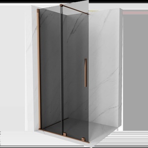 Mexen Velar плъзгаща се душ-преграда Walk-in 85 x 200 см, графит 8 мм, розово злато - 871-085-000-43-60 (871-085-000-43-60)