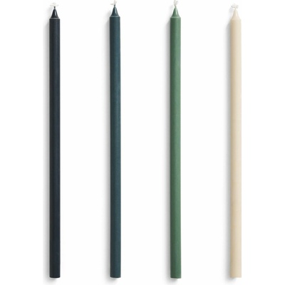 HAY Svíčky Slim Green / Dark green Ø 1,2 cm – set 4 ks, zelená barva, vosk
