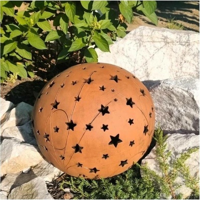 Keramická koule na svíčku s hvězdami a kometami (20 cm)- tmavá zahradní dekorace