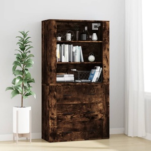 vidaXL Висок шкаф, опушен дъб, инженерно дърво (3185396)