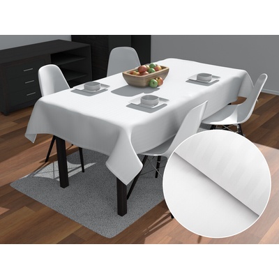Biante Damaškový obrus Atlas Grádl DM-010 Biely pásiky 1cm 120x180cm
