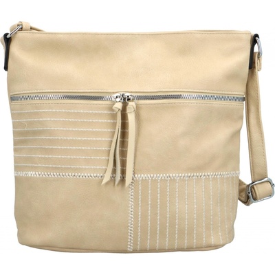 Trendy dámská koženková crossbody kabelka Apille krémová