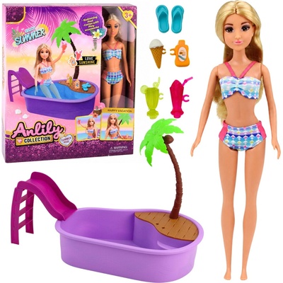 Lean Toys Bábika Anlily s bazénom a doplnkami