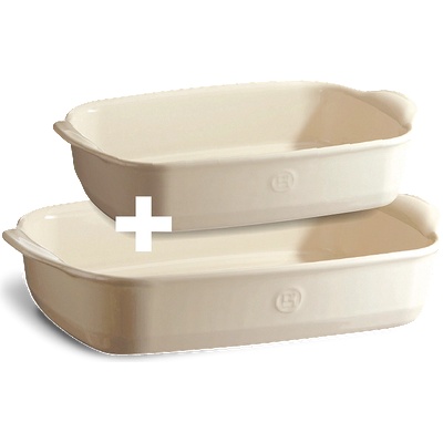 Emile Henry Комплект от 2 керамични тави за печене emile henry rectangular oven dish - цвят екрю (eh 9802-02)