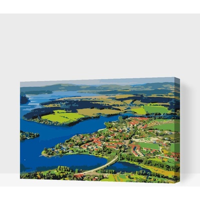 Painting Queens Painting Queens Vodní nádrž Lipno 80 x 120 cm vypnuté plátno na rám PBN/LIPNORESERVOIR/80X120/W