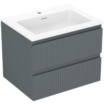 Mexen Rivel шкаф за баня 60 см с мивка Otis, 2 чекмеджета, рифлено, графит (91A20-06047-2-BFF66-W18M01)