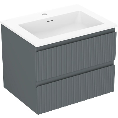 Mexen Rivel шкаф за баня 60 см с мивка Otis, 2 чекмеджета, рифлено, графит (91A20-06047-2-BFF66-W18M01)
