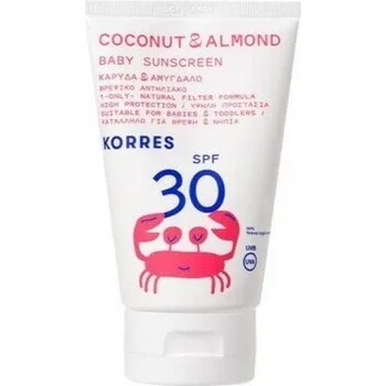 KORRES Нежна детска слънцезащитна емулсия с кокосово и бадемово масло , Korres Coconut & Almond Baby Sunscreen Emulsion SPF30 100ml