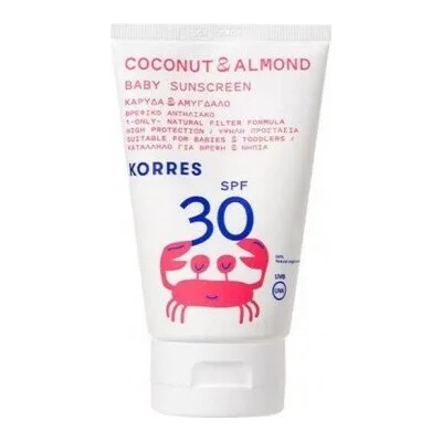 KORRES Нежна детска слънцезащитна емулсия с кокосово и бадемово масло , Korres Coconut & Almond Baby Sunscreen Emulsion SPF30 100ml