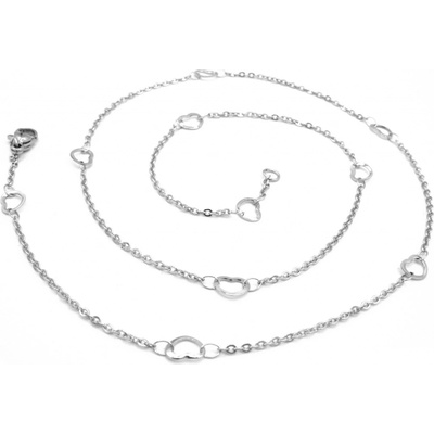 Steel Jewelry Řetízek jemný se srdíčky z chirurgické oceli NH220143