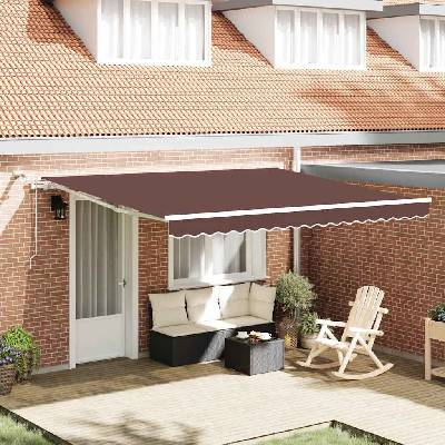 vidaXL Automatická markýza LED a senzor větru 400 x 300 cm Hnědá a bílá