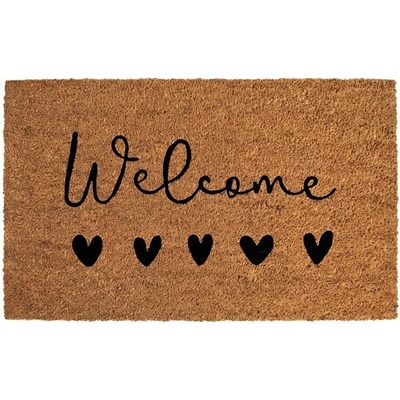 Clayre & Eef se srdíčky Welcome Hnědá 75 x 45 cm