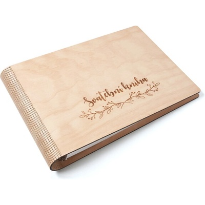 Svatební kniha na podpisy | Woodenmoment.cz Velikost: A4, Typ vazby: Ohebná vazba, Barva papírů: Černé – Hledejceny.cz