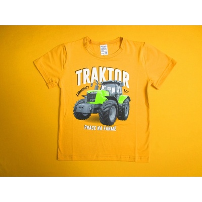Arex ČR chlapecké tričko s krátkým rukávem Traktor hořčicová