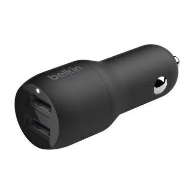 Belkin Boost Charge Dual USB-A 24W Car Charger - зарядно за кола с два USB изхода (4.8A) за зареждане на мобилни устройства (черен)