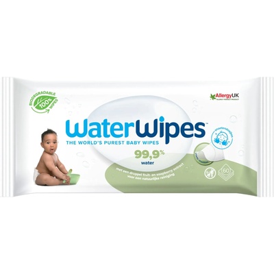 WaterWipes Мокри кърпички Water Wipes, със сапунено орехче, 60 броя