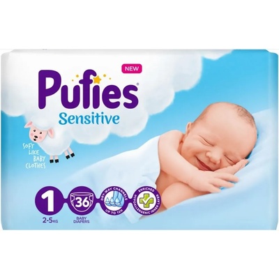 pufies Детски пелени Pufies - Sensitive, Newborn 1, 36 броя (3800024035500)