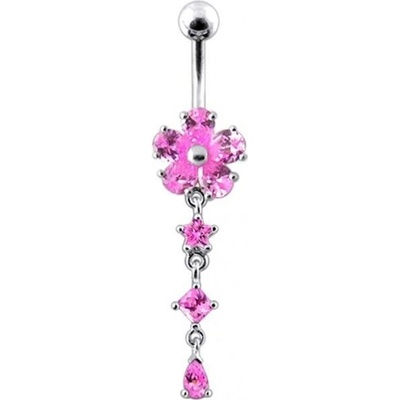 Šperky4U stříbrný piercing do pupíku kytička BP01166-P