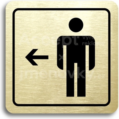 ACCEPT Piktogram WC muži vlevo - zlatá tabulka - černý tisk