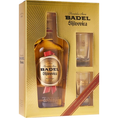 Badel Slivovice 40 % 0,7 l (dárkové balení 2 sklenice)