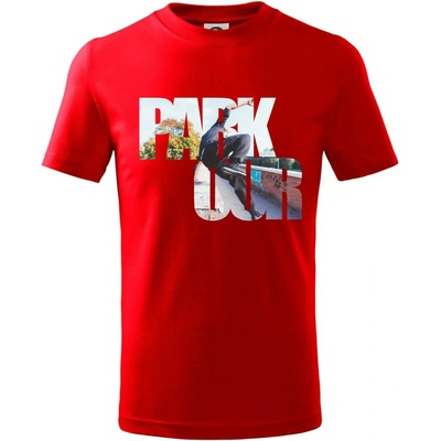 Parkour nápis v meste tričko Červená