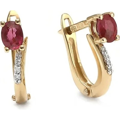 Blink-Blink diamantové náušnice zo žltého zlata s Rubínom 3362ZRuG