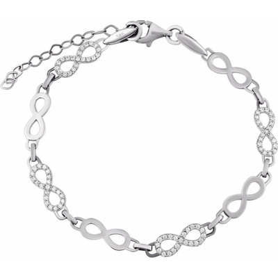Silvego Zlatý náramok Tina z bieleho zlata zdobený infinity a Brilliance Zirconia QR170GW