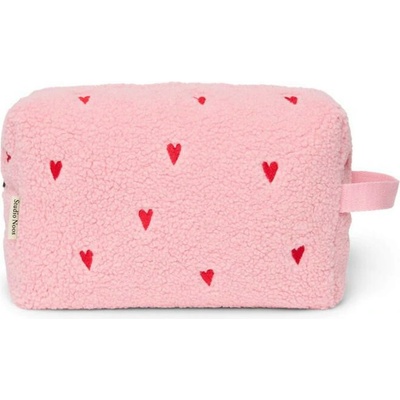Studio Noos toaletná taštička Teddy Toiletry Light pink hearts