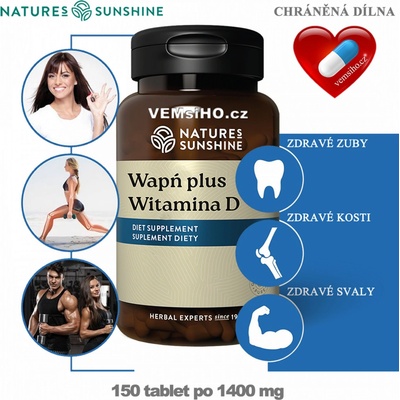 Nature’s Sunshine CALCIUM PLUS VITAMÍN D Vápnik + Vitamín D 150 tabliet po 1400 mg