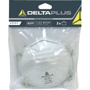 Delta Plus Респиратор delta m3fp1 / ffp1, без клапан, 3 броя в опаковка - бял, регулируем (m3fp1)