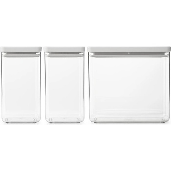 Brabantia Кутии за съхранение Brabantia Tasty+ Stackable 1008880, 2x1.6л+1x3.5л, Без BPA, Плътно затваряне, Светлосив (1008880)