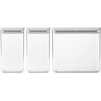 Brabantia Кутии за съхранение Brabantia Tasty+ Stackable 1008880, 2x1.6л+1x3.5л, Без BPA, Плътно затваряне, Светлосив (1008880)