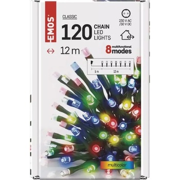 Image 1 of EMOS d4am08 - Коледна светлина, 12м, 120 led крушки, classic, многоцветни, flash, ip44, 8 режима /zy1451/ (d4aМ08)