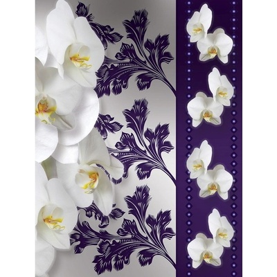 Preinterier Fototapeta panel - PL0111 - Biele kvety na fialovom pozadí vlies - 206cm x 275cm